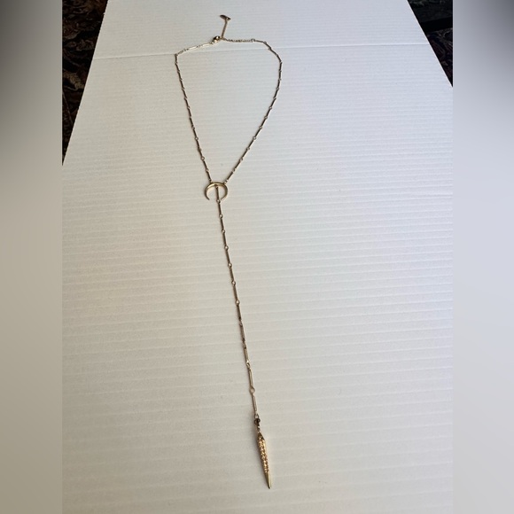 Luv AJ Gold Tone Pave CZ pendant Lariat Necklace - Picture 4 of 16